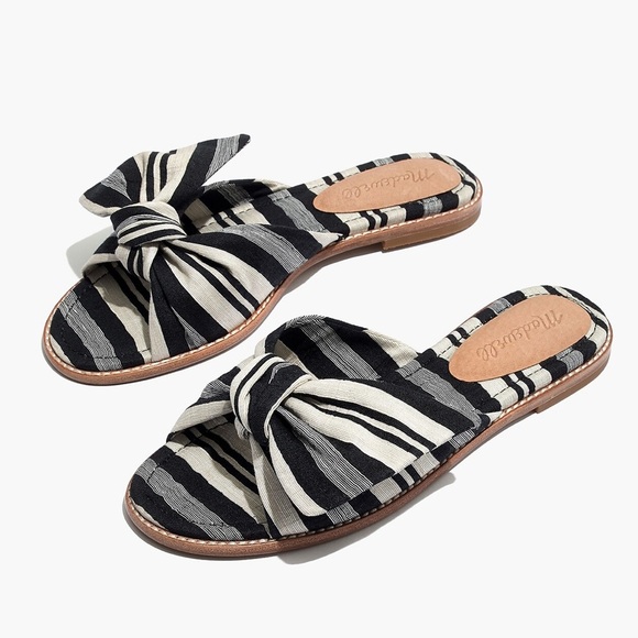 Madewell The Naida Half-Bow Sandal in Evelyn Stripe - Picture 2 of 6